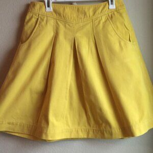 J. CREW YELLOW CLASSIC TWILL  COTTON PLEATED SKIRT